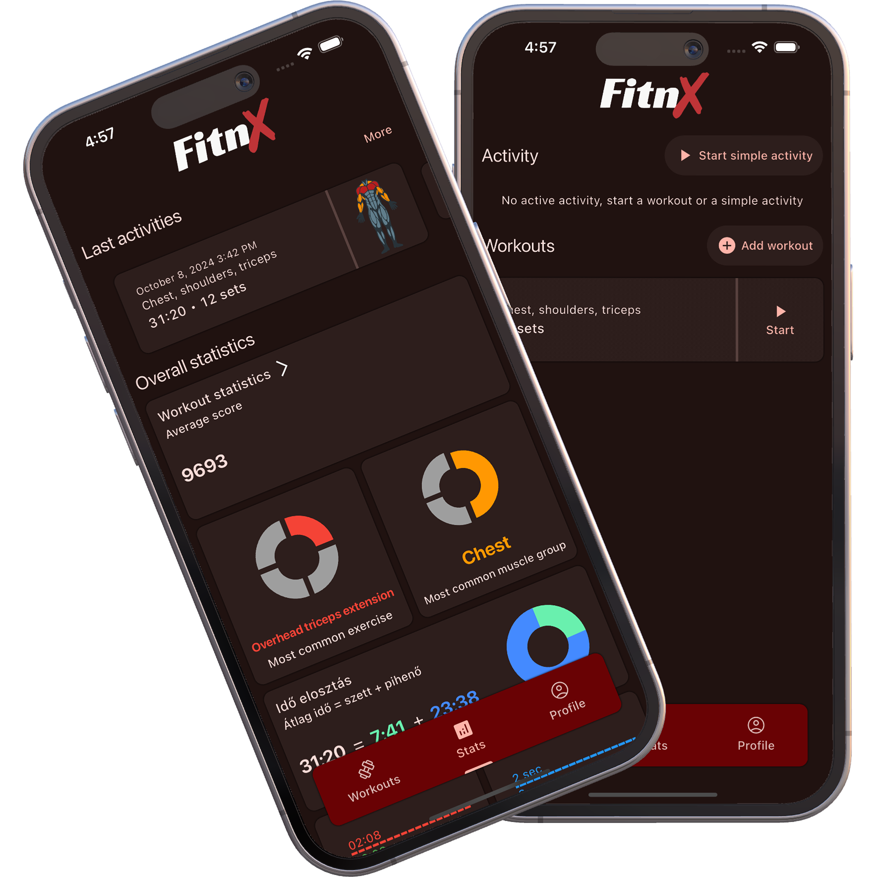FitnX app screens