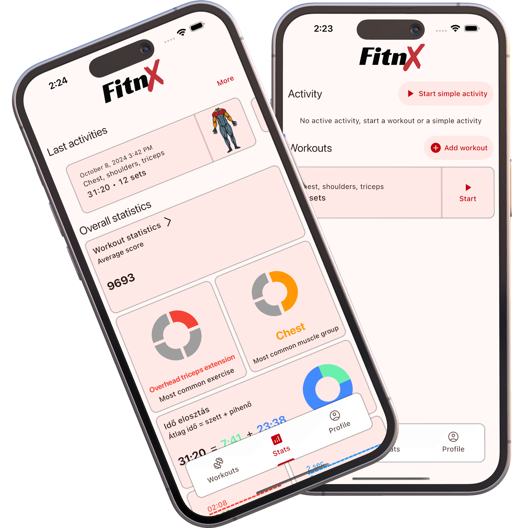 FitnX app screens