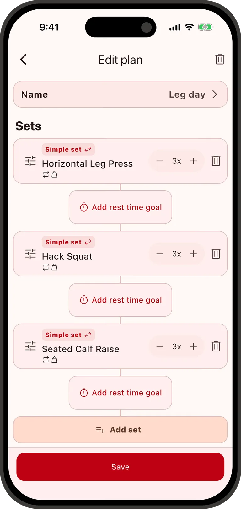 Saved workout Plan in FitnX